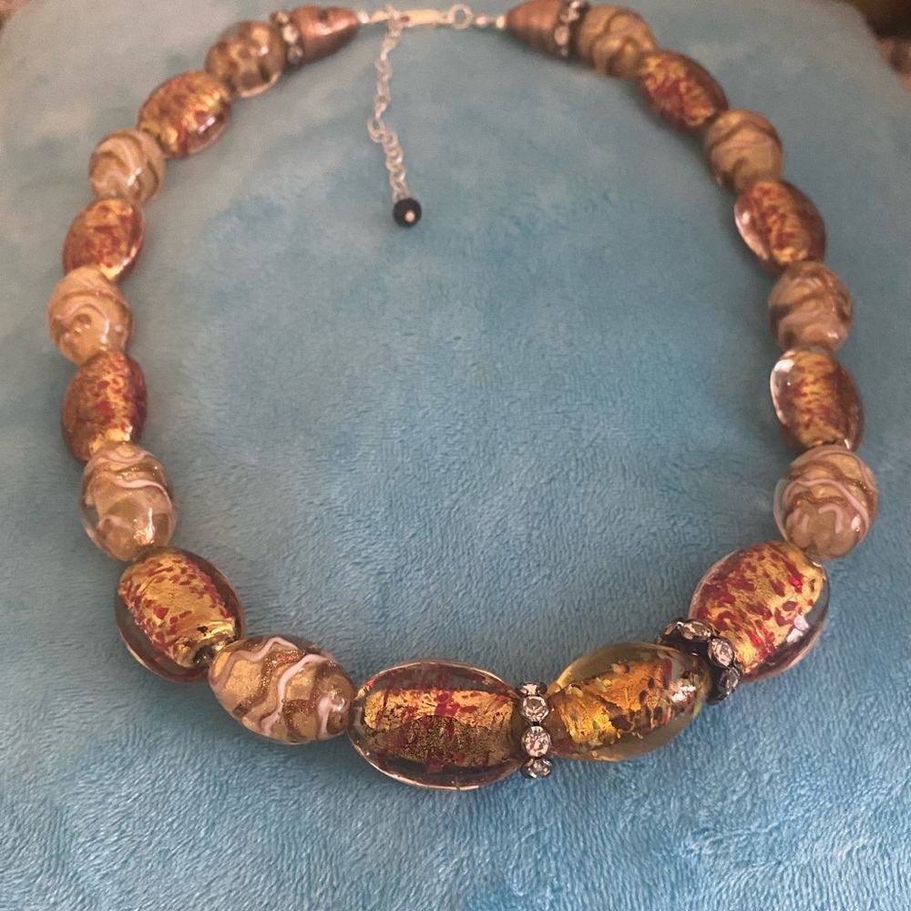 Lamp work glass beads necklace